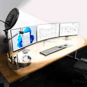 Bright Zoom Lighting for , Adjustable Desk Lighting for Video Callst,55W Dimmable Full Screen Ring Light,with Rotating Storage Box,Pen Holder Stand,Phone Holder and Controller (Black, 10.5)