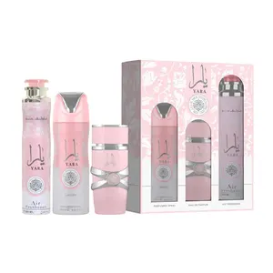 Lattafa Yara Women's 3-Piece Perfume Gift Set - 3.4 Fl Oz EDP Scented Perfume, 6.67 Fl Oz Tropical Deodorant, 10.14 Fl Oz Aroma Air Freshener, Oriental Vanilla Fragrance