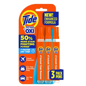 Tide Pen Stain Remover for Clothes, Tide To Go Pen, Instant Stain Remover Pen & Spot Cleaner, Portable & Travel-Friendly, Works on Food & Drink Stains, Fits in Purses & Bags, 3 Count (Pack of 1) Household