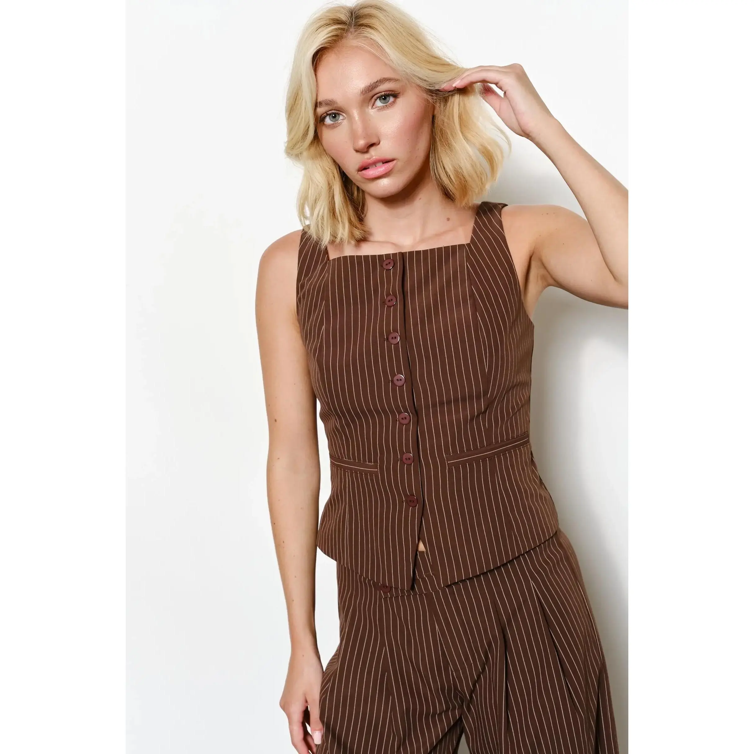Brown Pinstripe Vest