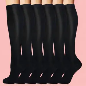 MhzyCaus 6 Pairs Calf Compression Socks for Women & Men – Cozy, Stylish & Patterned Socks, Dots & Trendy Calf-Length Fashion Socks, Moisture-Wicking, Breathable, On-Point Sports Socks for Running, Gym, Yoga, Travel, Office & Everyday Wear