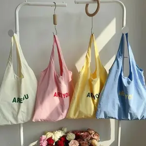 New niche letter printed shoulder bag large capacity designer versatile cloth bag women's canvas bag tide shopping bag