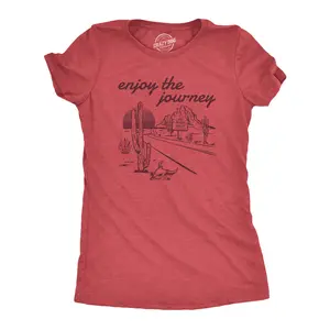 Womens Enjoy The Journey T Shirt Funny Death Valley Desolate Desert Joke Tee for Ladies Funny Womens T Shirts Cute Vintage Fashion Casual Ladies T-Shirt Gift Funny Motivational Top Women's Novelty Tees Red -