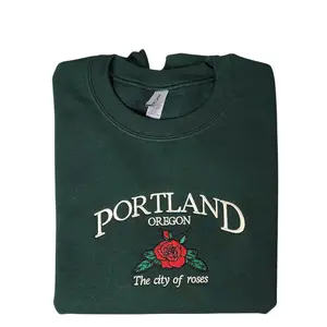 Portland Oregon Embroidered Crewneck, The city of Roses Embroidery,  Embroidered Gifts
