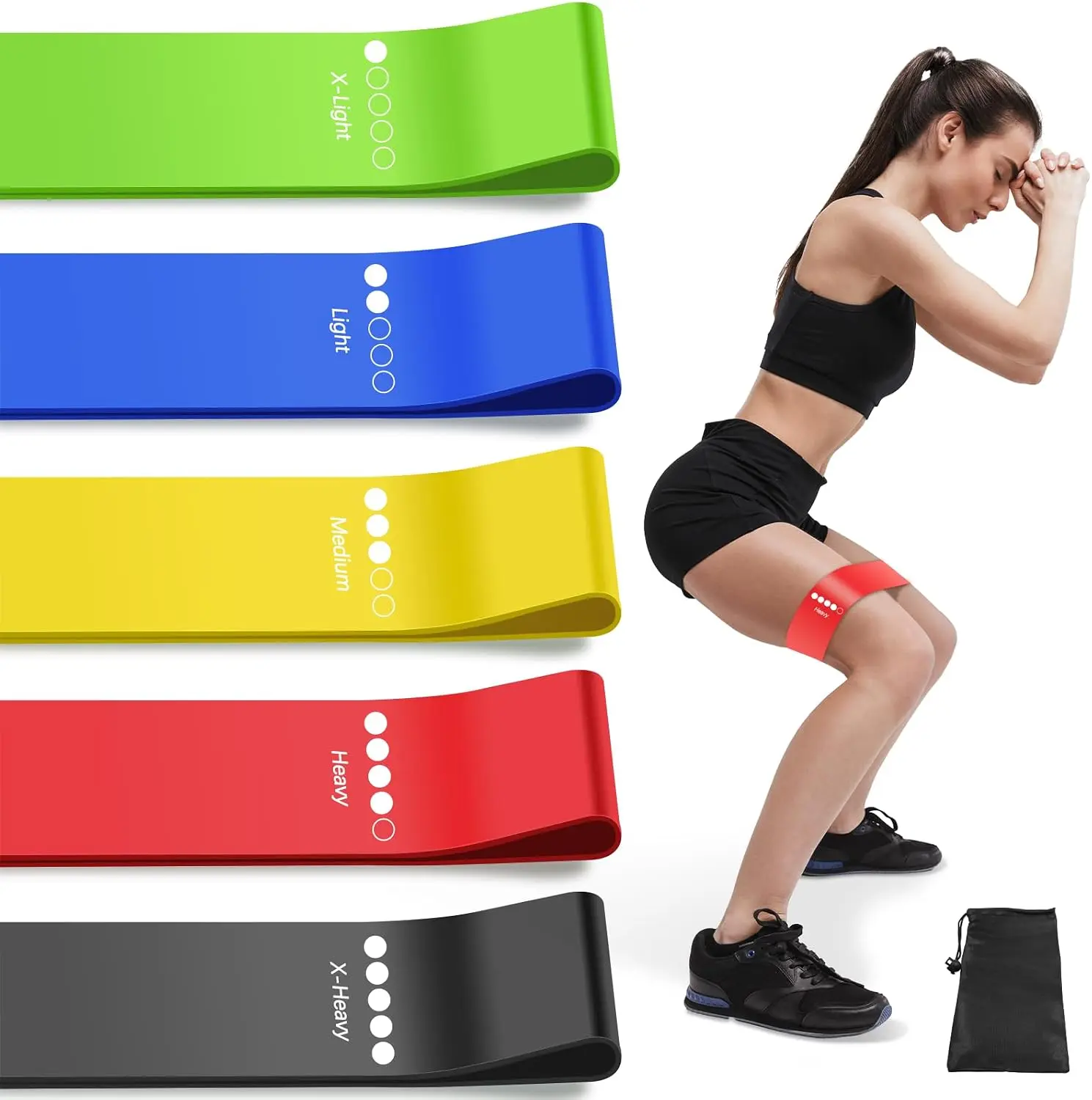 Resistance Bands for Working Out, Exercise Bands Resistance Bands Set with 5 Resistance Levels, Multi-Colored Workout Bands for Indoor & Outdoor Fitness, Leg Strength Training, Yoga