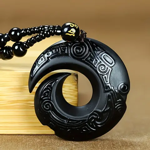 Obsidian Pendant Charms Necklace, Unisex Lucky Charm Jewelry, Trendy Charms Necklace, Casual Style Necklaces, Casual Fashion Accessory, Durable Fashion Accessory, Perfect Holiday Gift for All Seasons, Fashionable Jewelry Accessories, Birthday Gift Jewelry
