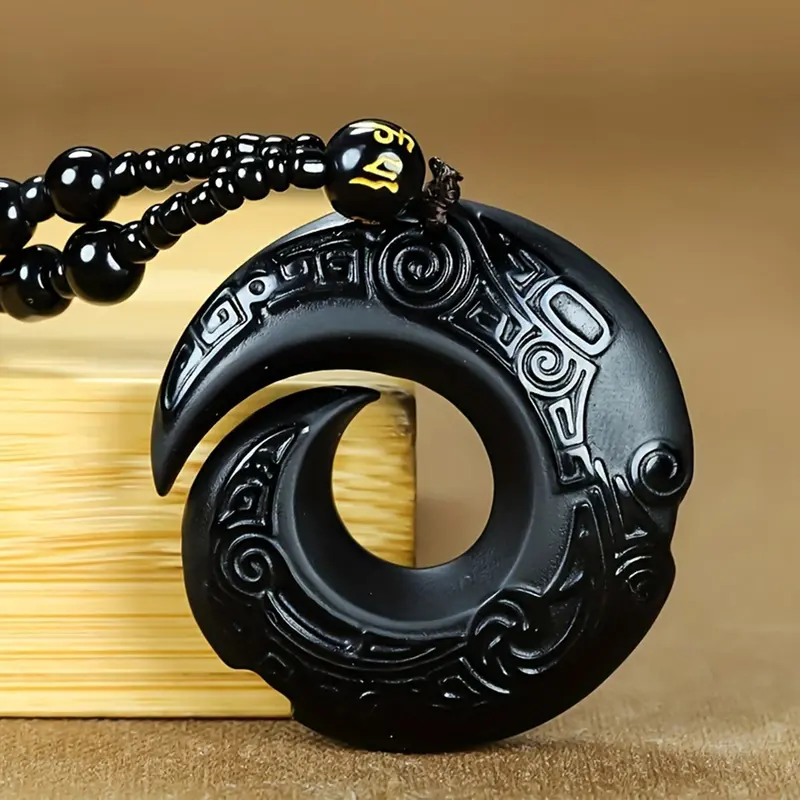 Obsidian Pendant Charms Necklace, Unisex Lucky Charm Jewelry, Trendy Charms Necklace, Casual Style Necklaces, Casual Fashion Accessory, Durable Fashion Accessory, Perfect Holiday Gift for All Seasons, Fashionable Jewelry Accessories, Birthday Gift Jewelry
