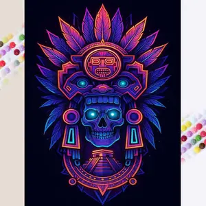 5D DIY Full Drill Round Diamond Painting - Diamond Painting Kit Skull Decor Mosaic Canvas DIY Wall Art, Home Wall Decoration