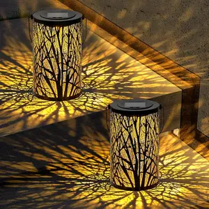 2 Pack Solar Lanterns Outdoor , Gifts for Women Mom Grandma, Auto /Off LED Metal Decoration, Tree Lanterns  Outdoor for Patio, Yard, Front Porch, Landscape, Garden Decor