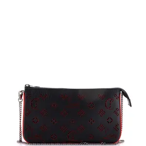 Pre-owned christian louboutin Leather Shoulder Bags Loubila Chain Clutch Perforated by Rebag