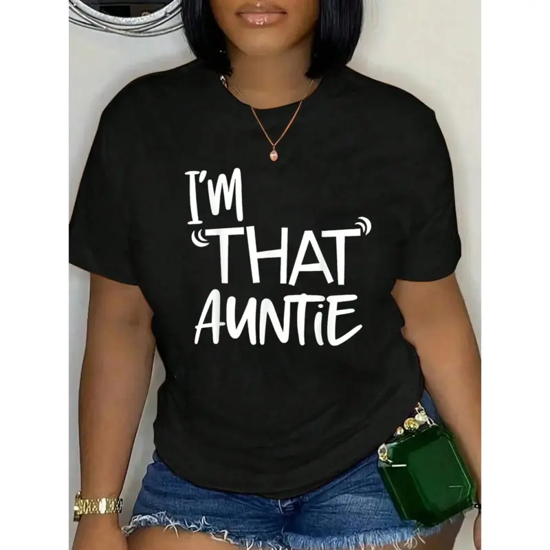 100% Cotton I'm That Auntie Funny Best Aunt Tee T-Shirt Women's Summer Plus Size Classic Soft Crew Neck Tee Tops SpringStatementsoversized gym shirts