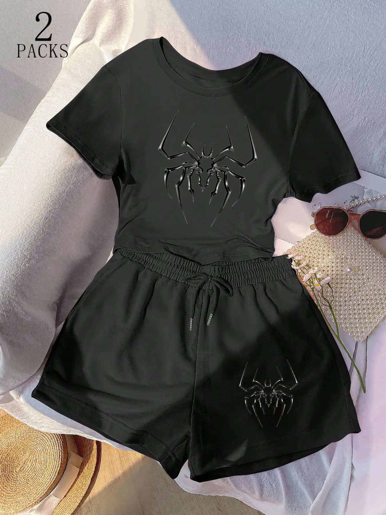 Women's Summer Sportswear Set, Casual Loose Fit Design, Casual Sporty Set, Casual Activewear Set, Perfect for Daily Wear & Outdoor Activities, Trendy Women's Clothing