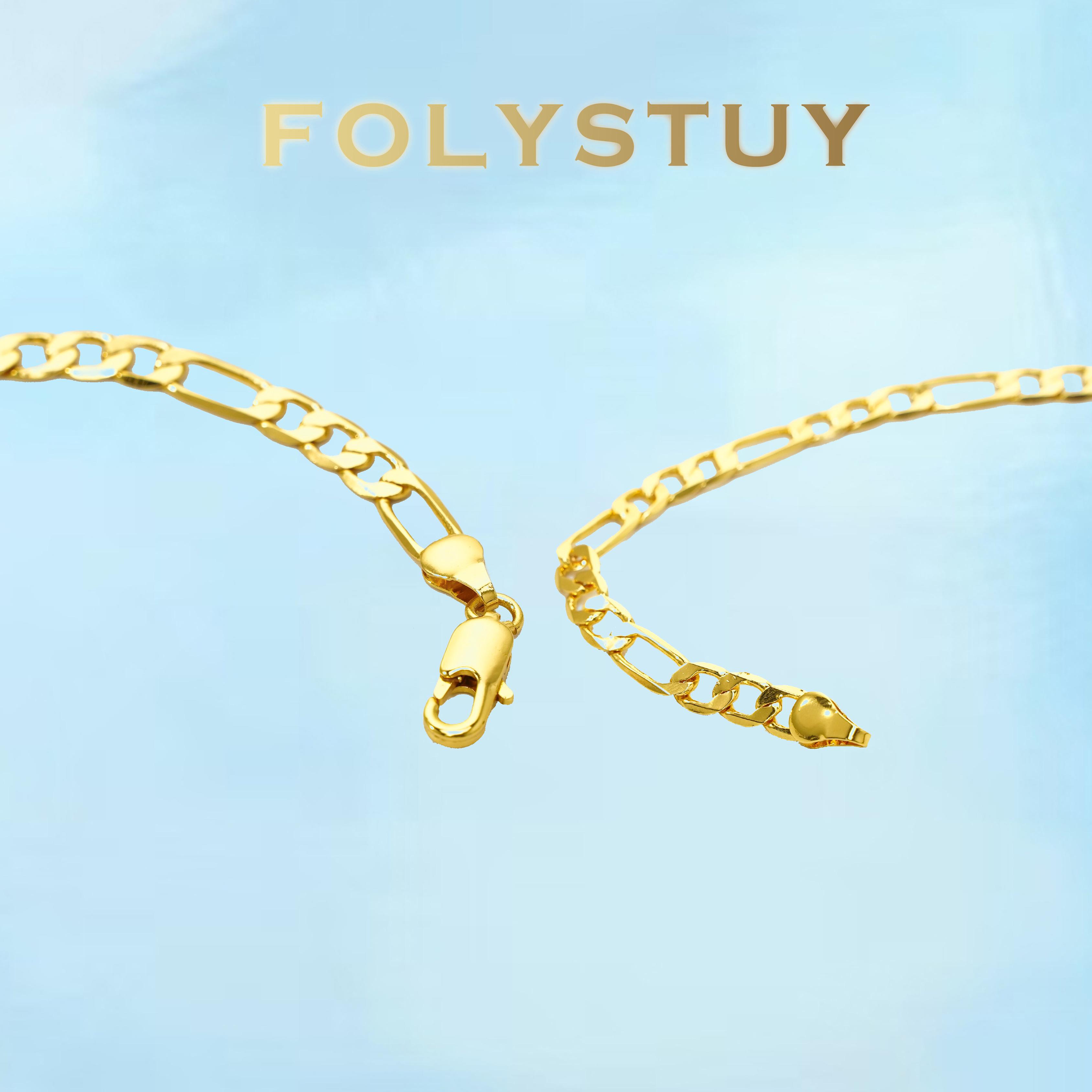 [FOLYSTUY (W165)]Classic Figaro Link Chain Bracelet, 0.2" Width 8.05" Length, Timeless Everyday Wrist Bangle for Daily Wear & Gifting