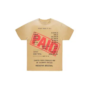 Paid Beige Oversized Graphic T-Shirt