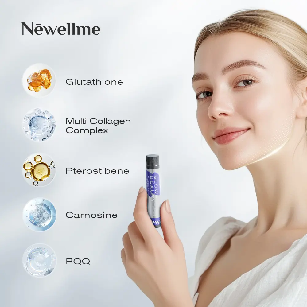 NEWELLME Flavored Drink Mix 14 bottles, supporting skin anti-aging, energy and concentration - no sugar added - vitamins, health and fitness supplement dietary edible natural NAD anti-aging supplement