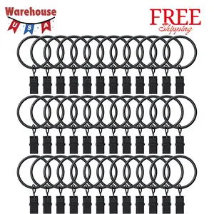 36 Pack Curtain Rings with Clips, Drapery Clips with Rings
