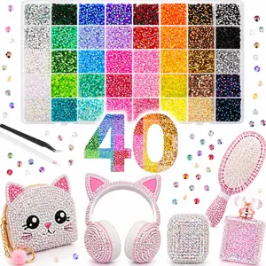 40 Color 3mm Jelly Flatback Rhinestones Bedazzling Kit with Nail Art With Kit for Art Bedazzler Kit for Bedazzling, Crafting, Shoes, Books ,Nail Art,Crafting Book Shoes ,DlY Diamond Art,mid year sale,deals for you,Art Bedazzler Kit