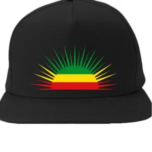Rasta Vibes 5-Panel Snapback – Reggae Flat Bill Hat with Sunrise Colors | Twill Cotton Cap