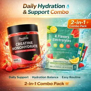 Creatine Monohydrate Gummies 5000mg & Electrolytes Powder | Sugar Free Pre-Workout Muscle Strength, Energy & Hydration