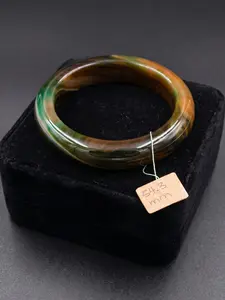 Forest Banded Agate Bangle • Natural Earth Tone Chalcedony Bracelet • 54.3 mm