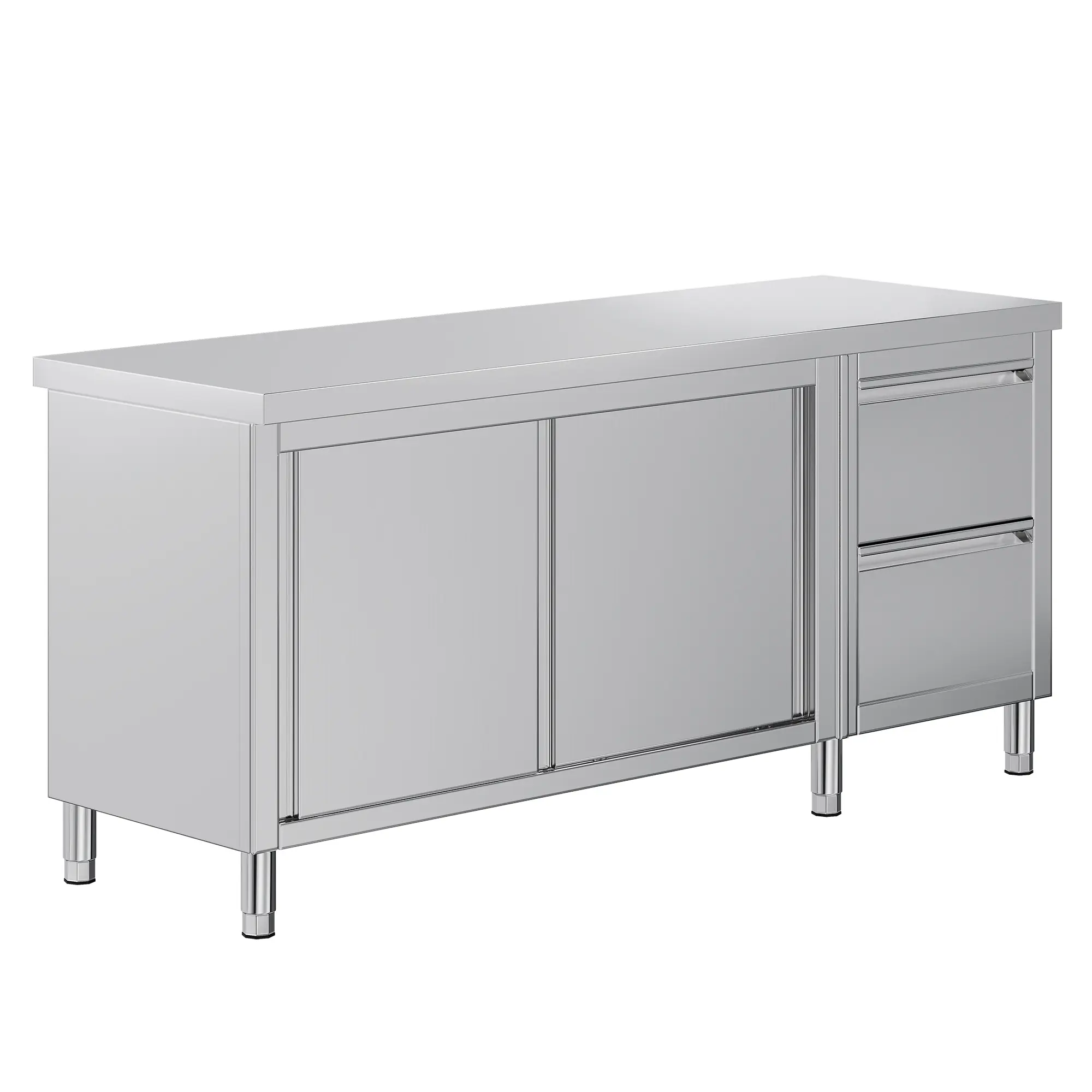 AMERLIFE Heavy Duty Stainless Steel Prep Work Table with Single Unit Sliding Door Cabinet, Home Kitchen Prep Work Area Storage Solution, 700 lb Total Load for Restaurant, Garage, Sturdy