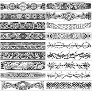 Arm Band Temporary Tattoo - 18 Pack Super Long size, Realistic & Boho Polynesian Maori Style Fake Tattoos, ArmBand Tattoos for Wrist, Ankle Circle, Barbed Wire, Tribal and Totem