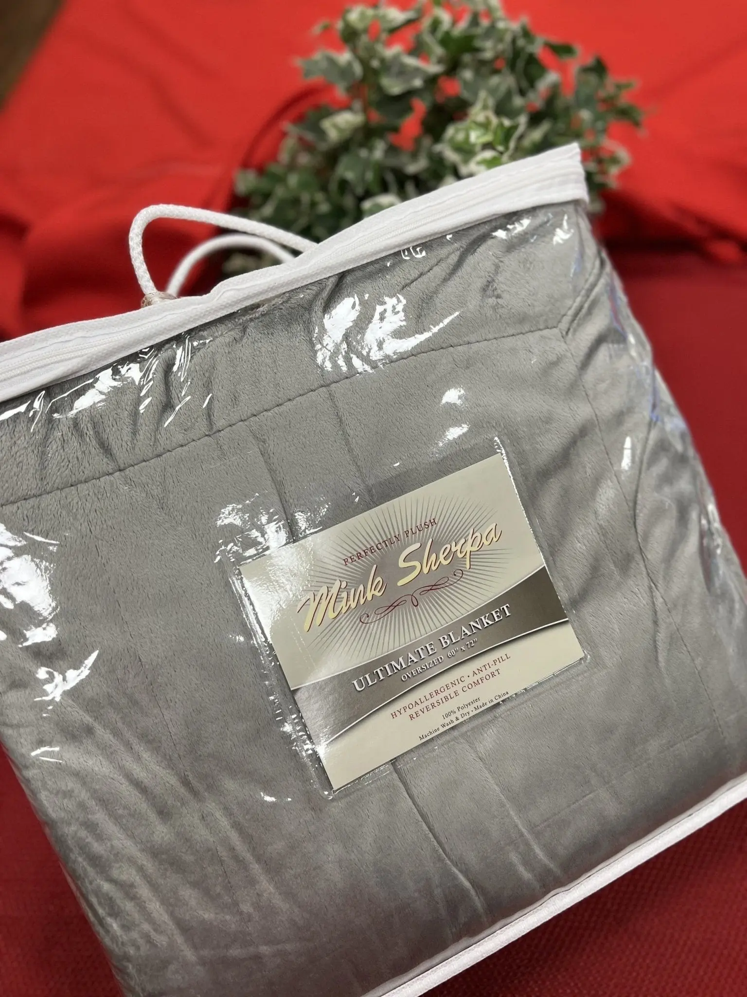 Oversized Personalized Gray Sherpa Blanket 60x72 | Custom Embroidered Logo Blanket | Corporate Client & Employee Gift