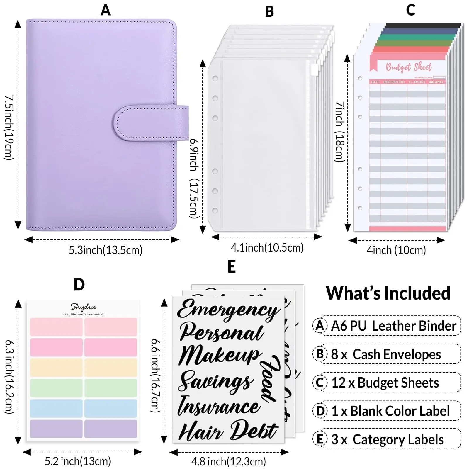 Budget Planners binder Set, Notebook, Budget Card, Sticker, Loose Leaf, Cash Bag, Sticky Note and Money Organizer for Cash Saving