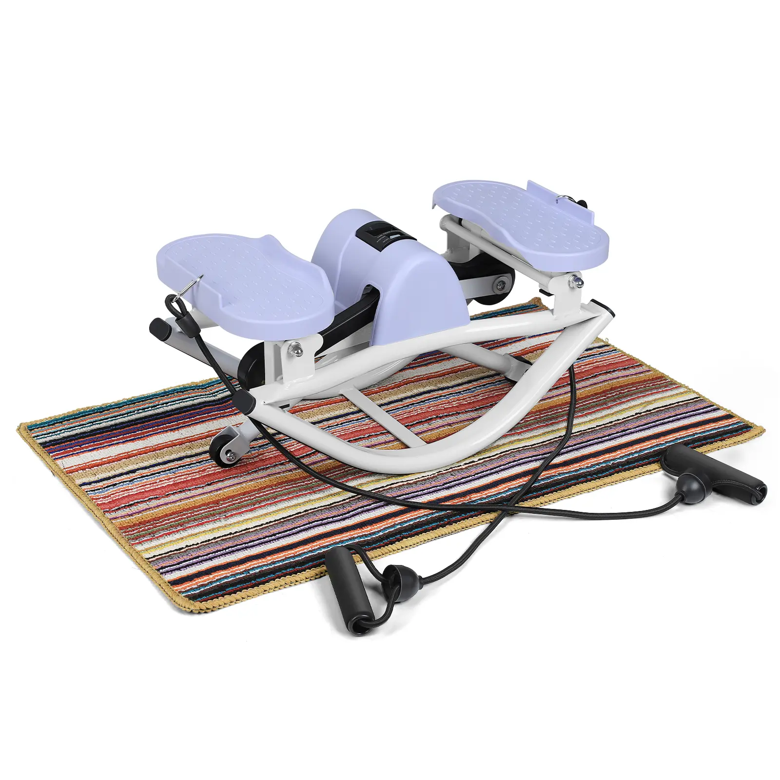 Low-Impact U-Shaped Rocking Stepper Machine - Smooth Elliptical Motion, Digital Display, Non-Slip Pedals, Resistance Bands for Home, Office Use