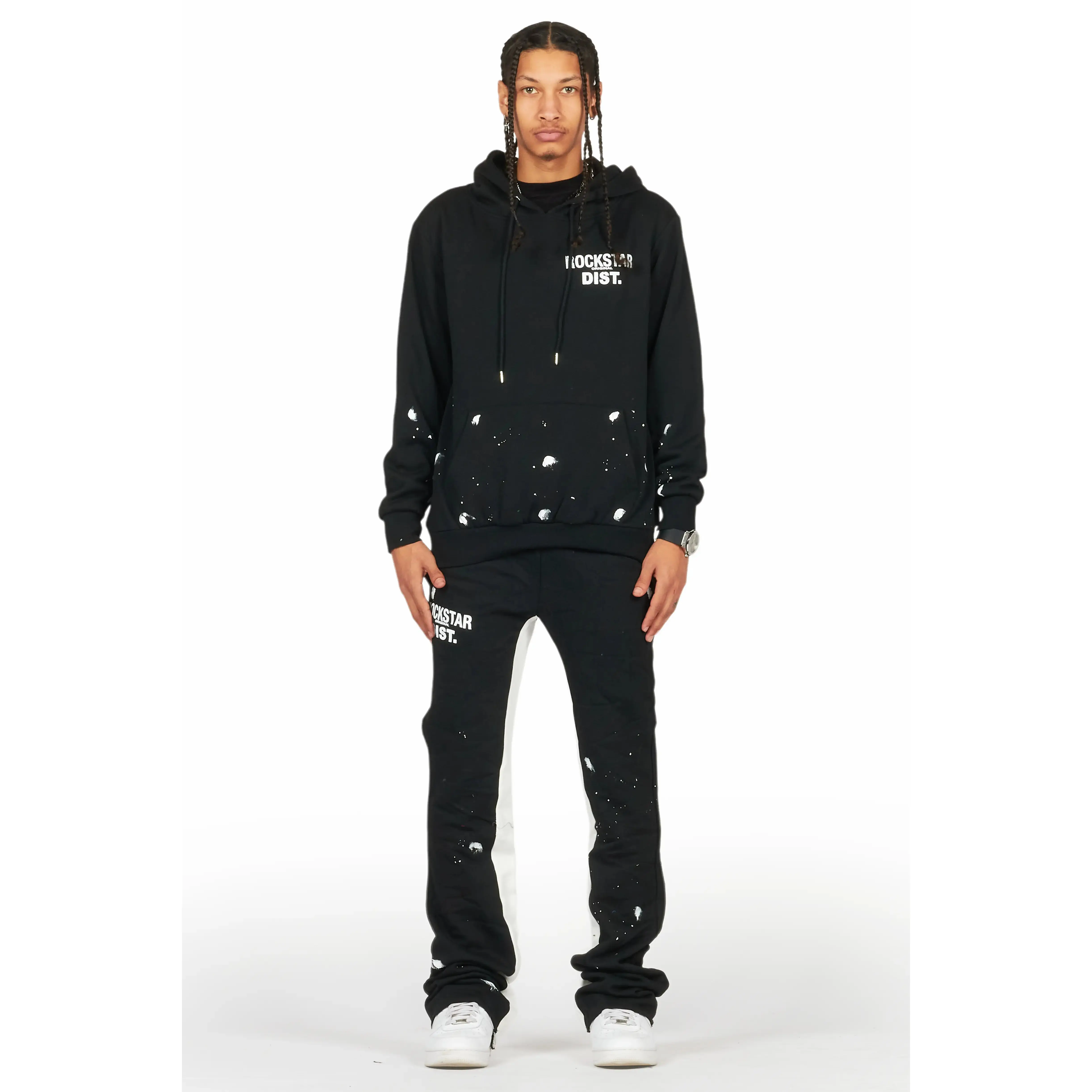 Raffer Black/White Hoodie Baggy Fit Pant Track Set Raffer Black/White Hoodie Baggy Fit Pant Track Set