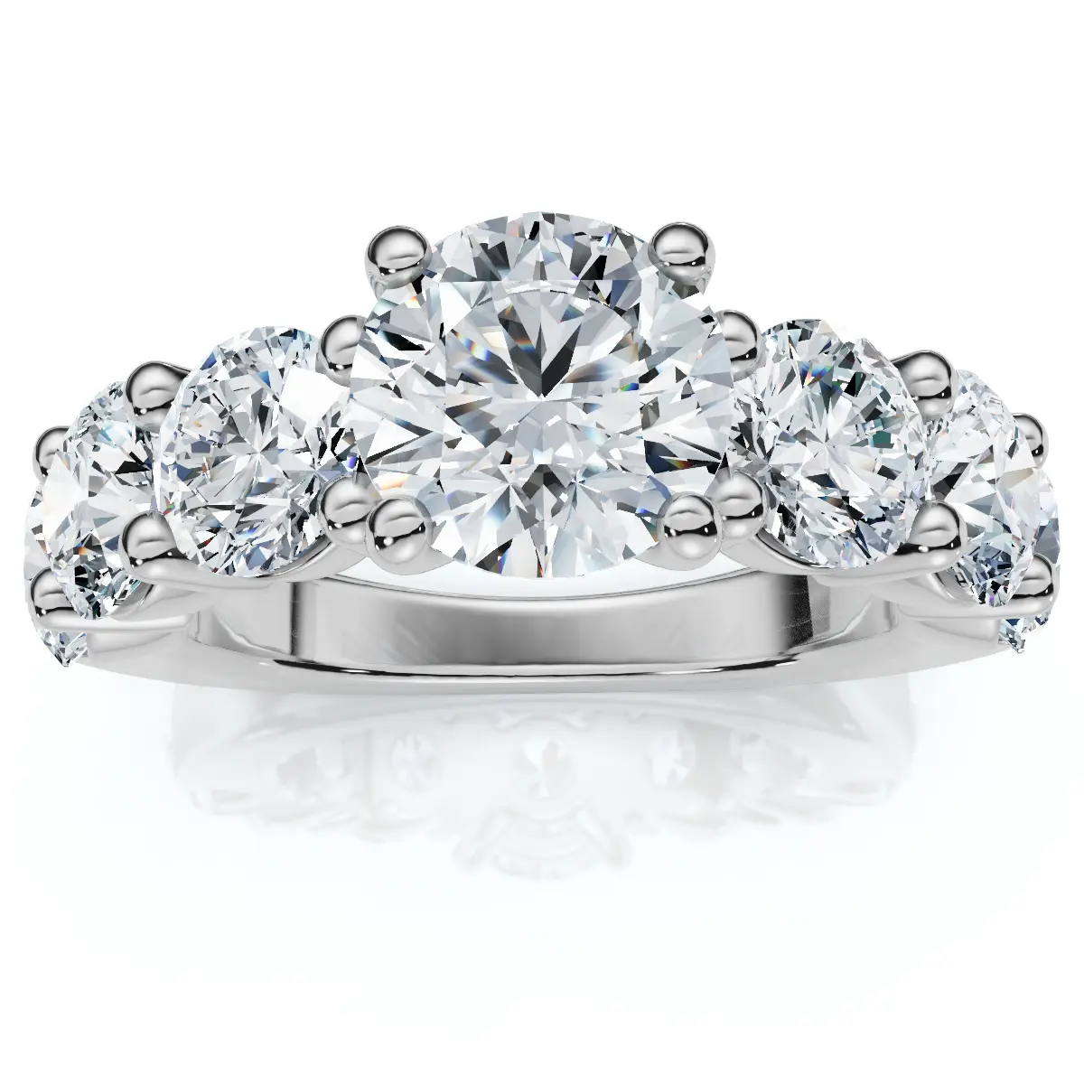 4 1/2 Ct T.W. Round Diamond Engagement Ring 14k White Gold Lab Grown