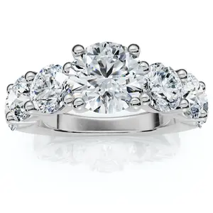 4 1/2 Ct T.W. Round Diamond Engagement Ring 14k White Gold Lab Grown