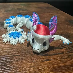 10.5 Inches Long Snow Dragon with Festive Hat Perfect for Christmas Decorations
