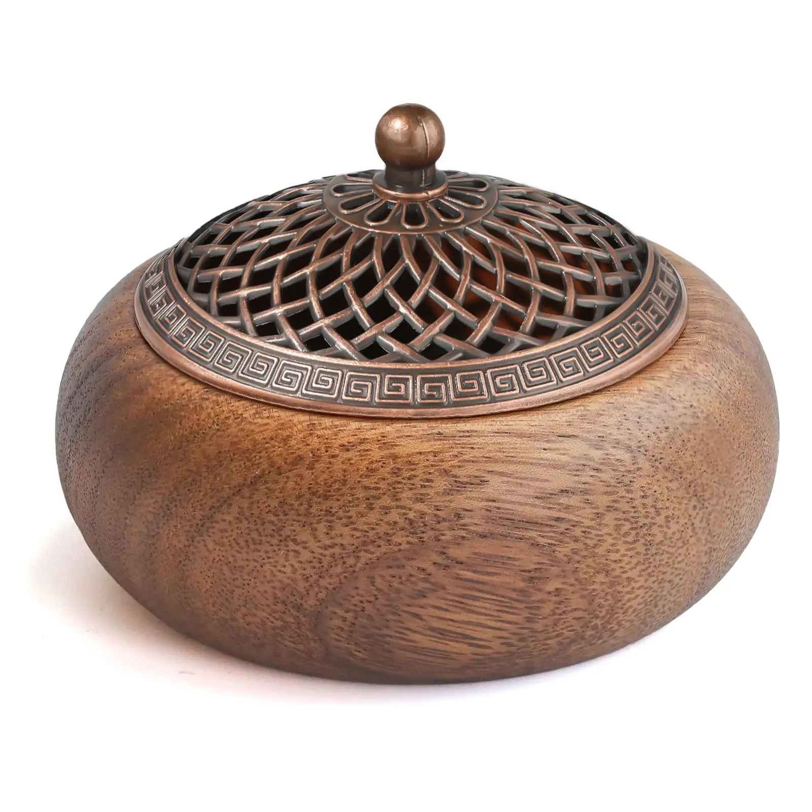 3-in-1 Acacia Wood Incense Burner - Aroma Scent Fragrance Holder for Cones, Coils, Sticks, Multi-Use Natural Look Zen Meditation Yoga Home Decor