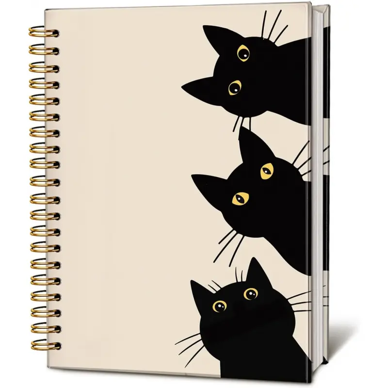 Funny Cat Notebook Diary, Interesting Peeping Spiral Coil Notebook, Journaling Notebook, Gift for Female Cat Lovers, Gift for Black Cat Girls, Cat Notebook for Study Supplies, Academic Planner, Office Supplies, Office Use, 5.5x8.3 inches
