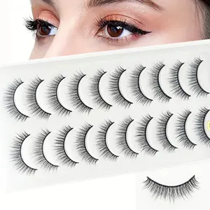 Artificial Handmade Natural Synthetic False Eyelashes -10 Pairs Of Simple Style False Eyelashes, Suitable for Daily Travel and Dating Makeup, Eyelash Extension, False Eyelashes Set