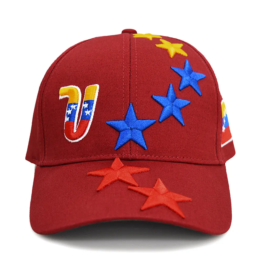 Colorful Seven Star Baseball Cap-Burgund
