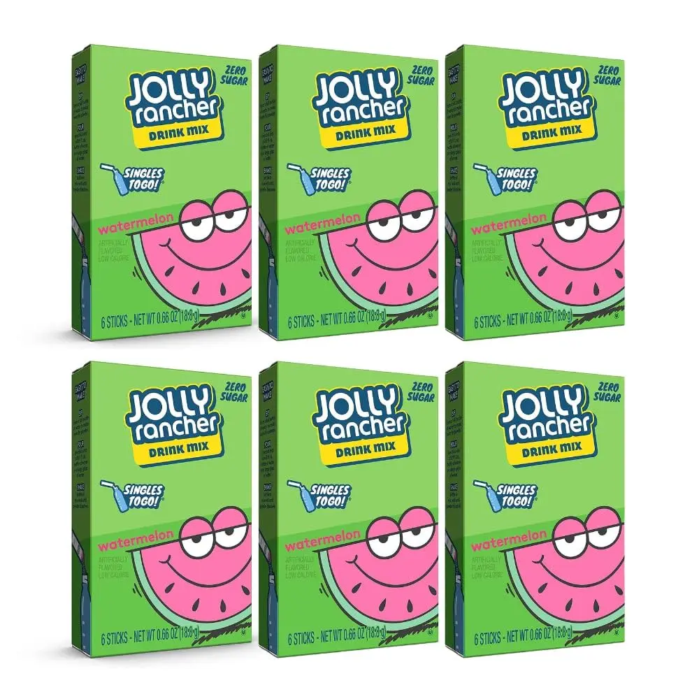 Jolly Rancher Singles-To-Go Sugar Free Drink Mix, Watermelon, 6 CT (Pack of 6)