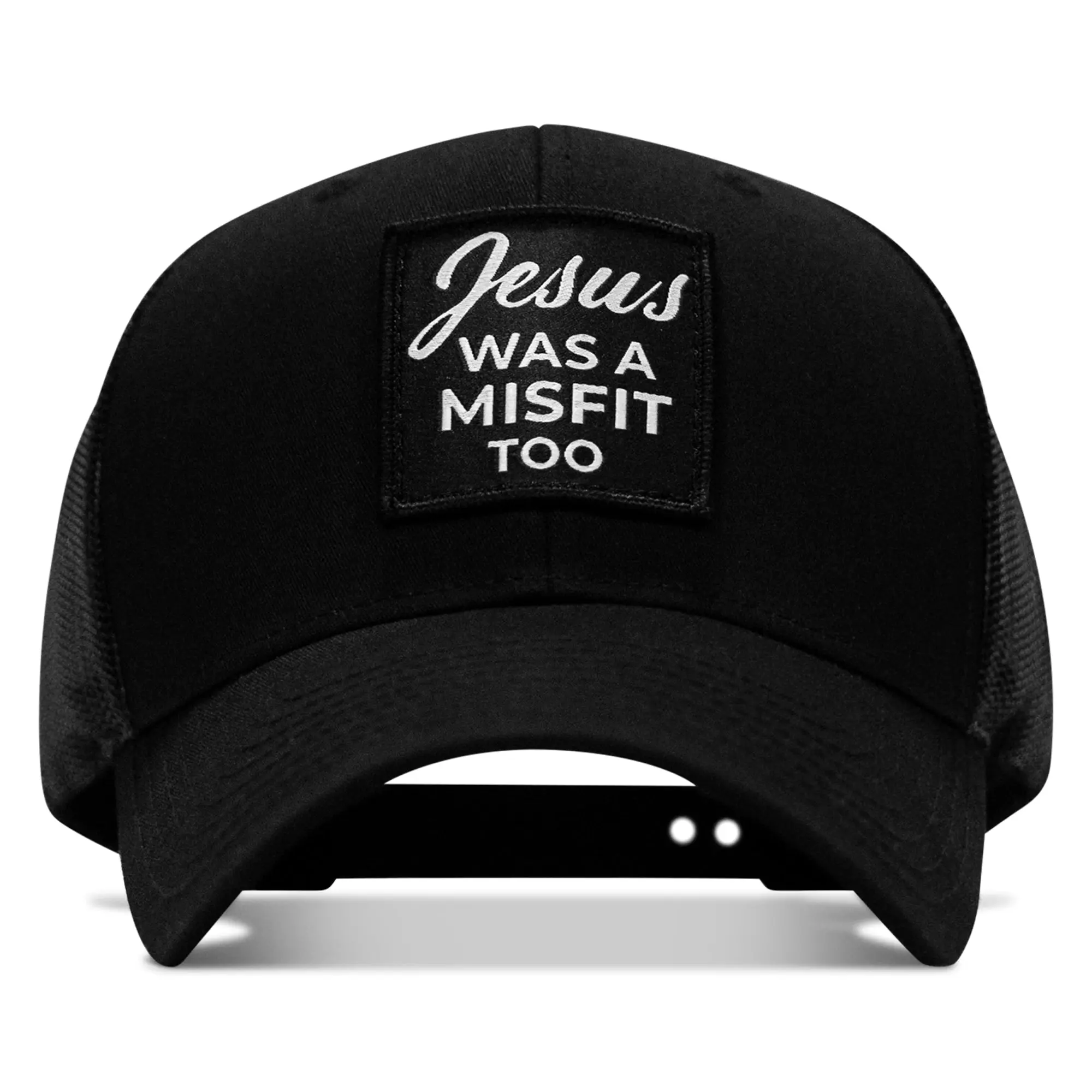 COMBAT IRON Jesus Was A Misfit Too Patch Snapback Hat - Unisex Fit, Mid-Profile, Structured Look, Adjustable Cap, Breathable Mesh Back