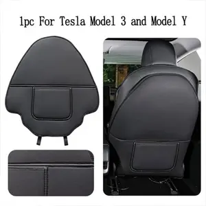 Soft Leather-Look Seat Back Protector Pad, Anti-Scratch Dustproof Kick Guard, Fits Tesla Model 3/y, Child Car Interior Protection