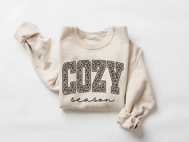 Leopard Cozy Season Sweatshirt, Cozy Season Long Sleeve, Autumn Gift, Fall Autumn Shirt, Holiday gift