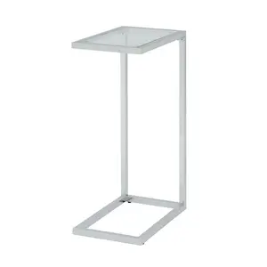 Carolina Cottage Modern Rectangle Tempered Glass Top Accent Table - Chrome Base, Metal Frame - 25.3x16x10 in - Space-Saving Design That Slides Under Sofas or Chairs