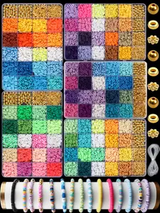 2400pcs Soft Clay Bead Set for Bracelets & Necklaces, Beginner Jewelry Making Kit, Random Print Polymer Clay Accessories
