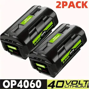 Upgraded 2Pack 8.0Ah Replacement for Ryobi 40V Battery Compatible with OP40201 OP4026 OP4030 OP4040 OP4050 OP4050A OP4060 OP40601 OP40602 OP4060A OP4075A