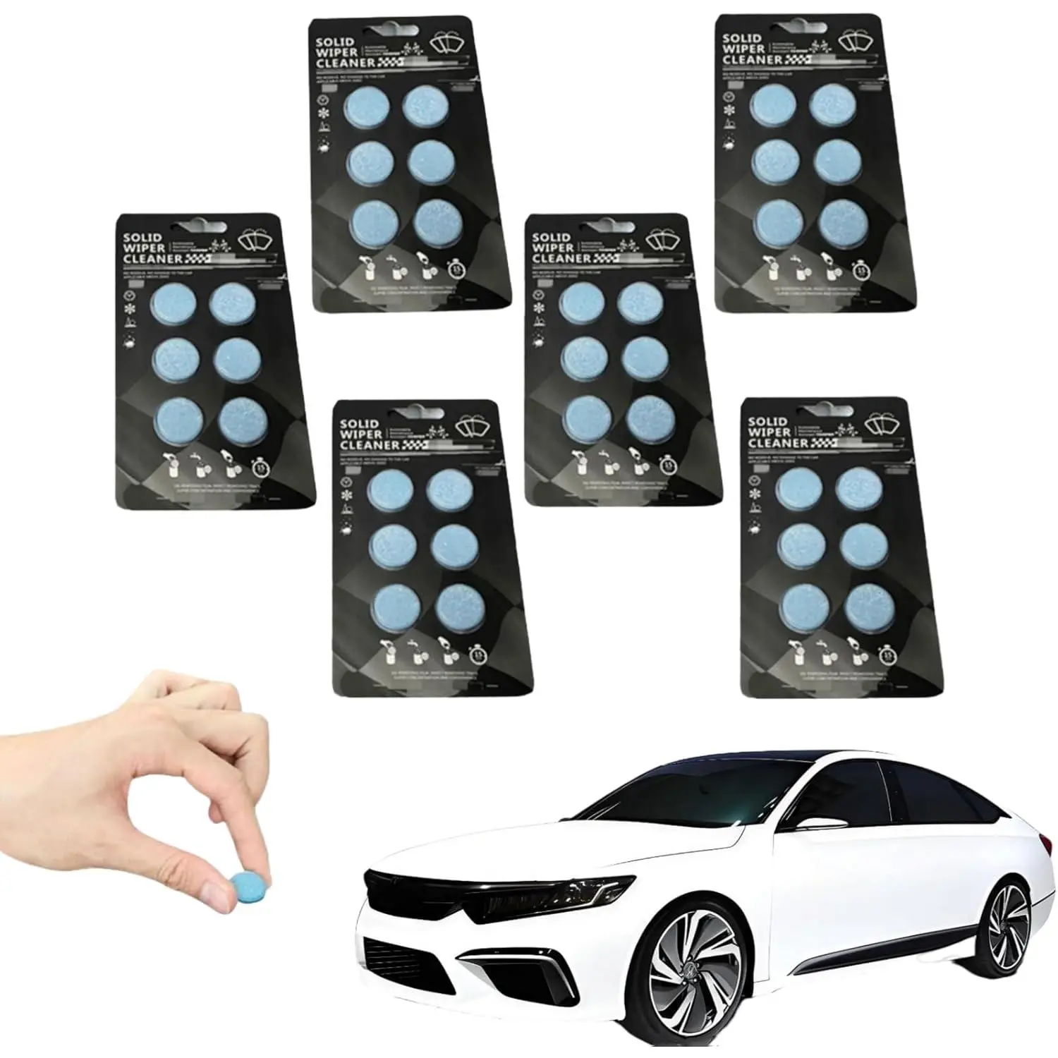 Windshield Washer Tablets, Fast Dissolving, Solid Windshield Wiper Fluid, for Cleaning  Windshield, Mirrors and Windows (6)