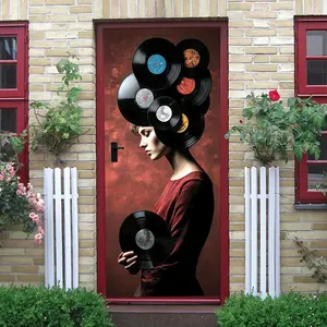 2pcs Vintage Vinyl Record Art Wall Stickers Creative Music Theme Home Decor Decals Self Adhesive Removable PVC Wall Art for Living Room Bedroom Stylish Gift for Music Lovers