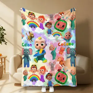 Cocomelon Rainbow Cartoon Kids Flannel Blanket, Soft Warm Cozy Throw For Bed Sofa Nap Travel, Cute Home Decor, Holiday GiftGift For Men & Women, Gift For Kids, Birthday Gift,Christmas,Halloween Blanket