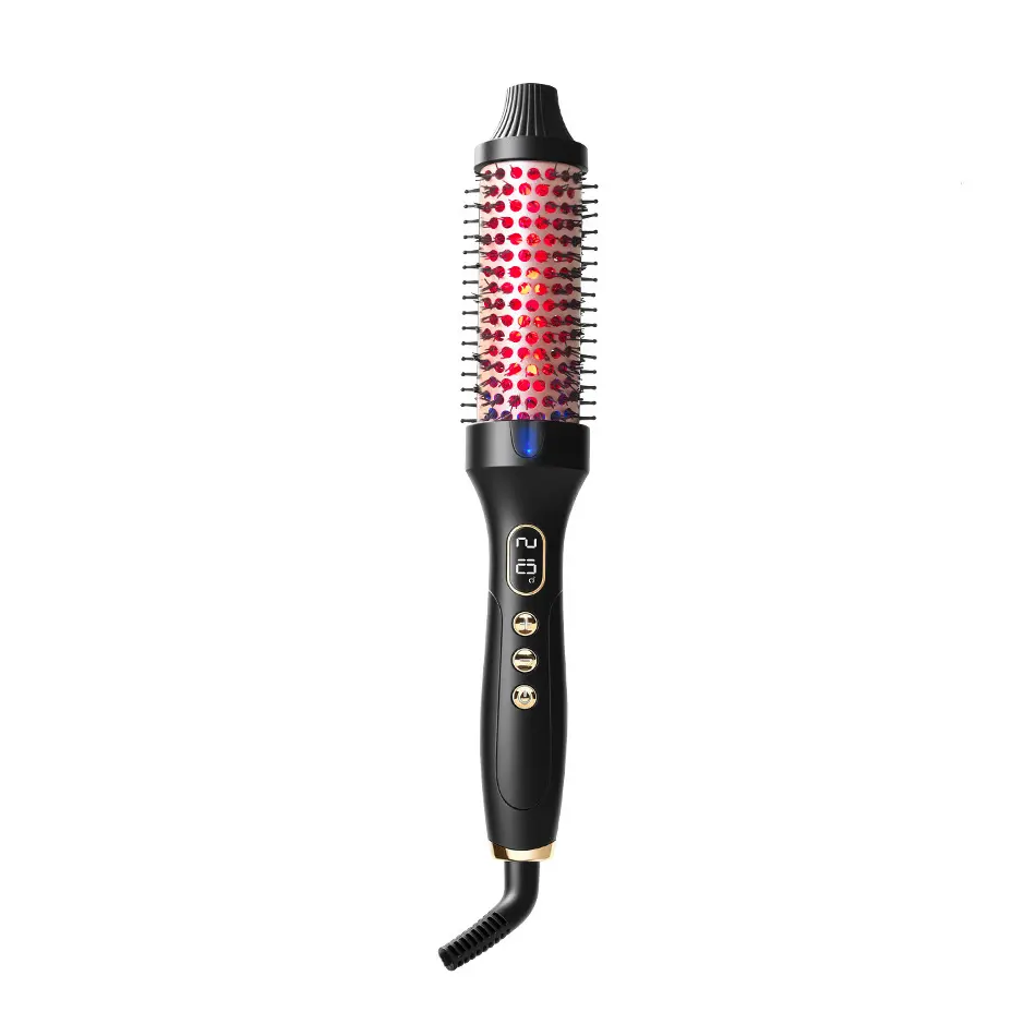 1.6 Inch Thermal Brush, Heated Round Brush Creates Blowout Look, Infrared Light Makes Hair Shinier & Smoother, Easy to Use (Pink)