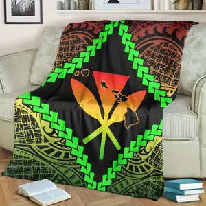 Polynesian Hawaiian Throw Blanket - Soft 100% Polyester Flannel With Vibrant Geometric Tribal Patterns, All-Season Lightweight & Machine Washable For Sofa, Bed, Living Room - Tropical Home Decor Gift