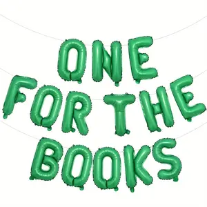 1Set Storybook Themed 1anniversary Birthday Party Decorations One for The Books Green Balloons Decoration First Chapter Book Club Themed 1anniversary Bday Baby Shower Supplies for Storybook Lovers I Love Reading Party